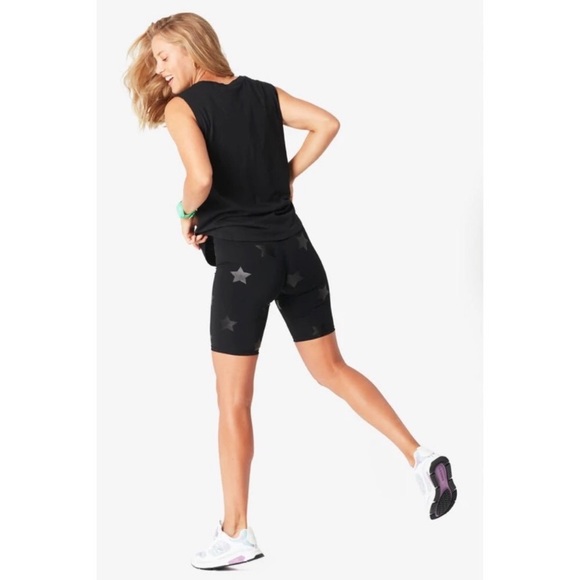 Terez Black Tonal Star Foil UpLift Bike Shorts, XS - Picture 4 of 6